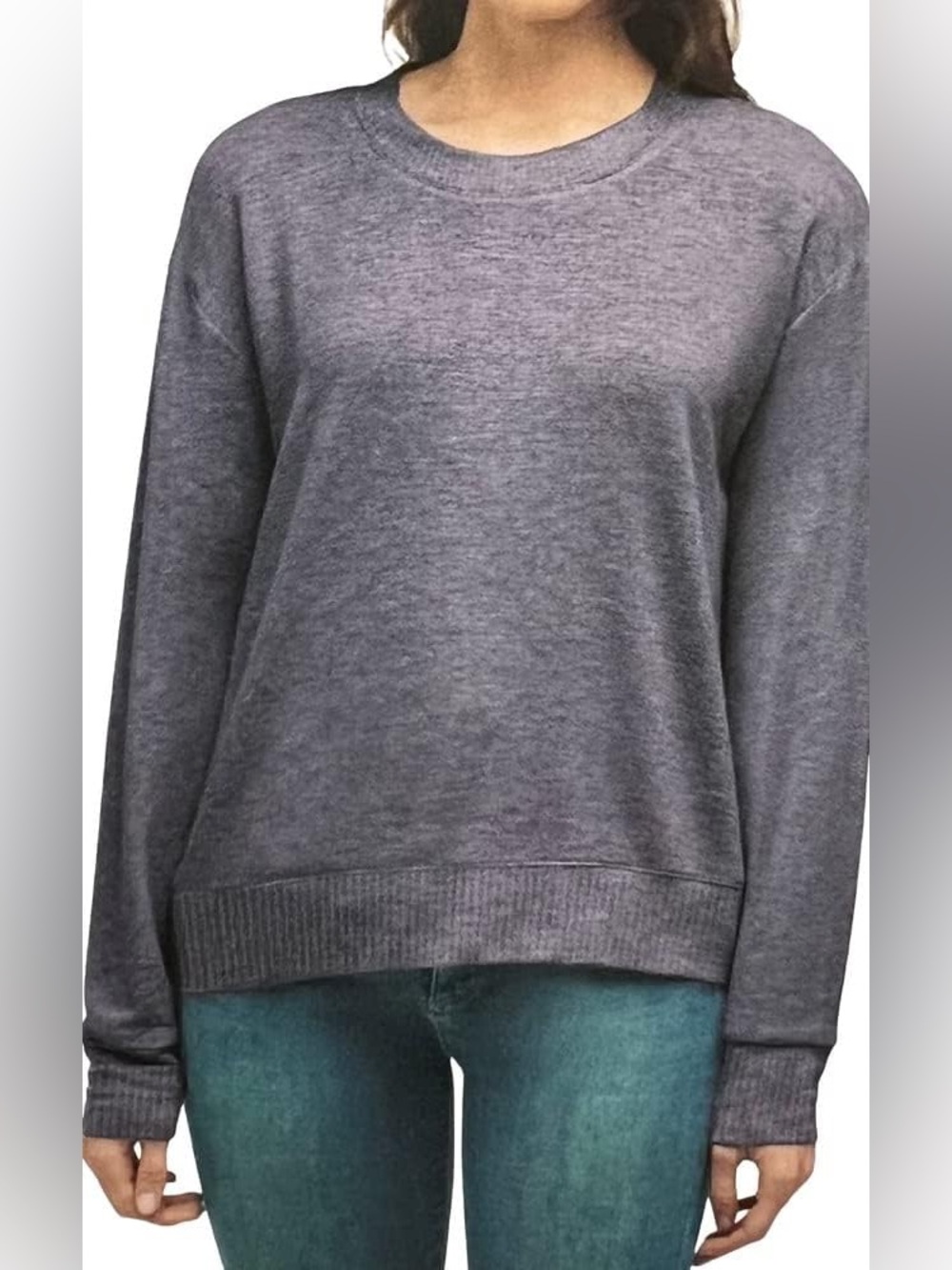 Splendid Long-Sleeve Pullover Top in Amethyst Heather, Size M, NWT